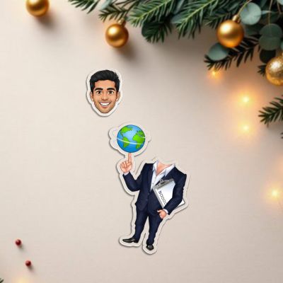 Personalized Bobblehead Caricature with Shaking Head Feature Gift for Teacher, Boss, Friend & Brother Solar Powered Moving Head for Living Room, Office Desk & Car Dashboard Decor